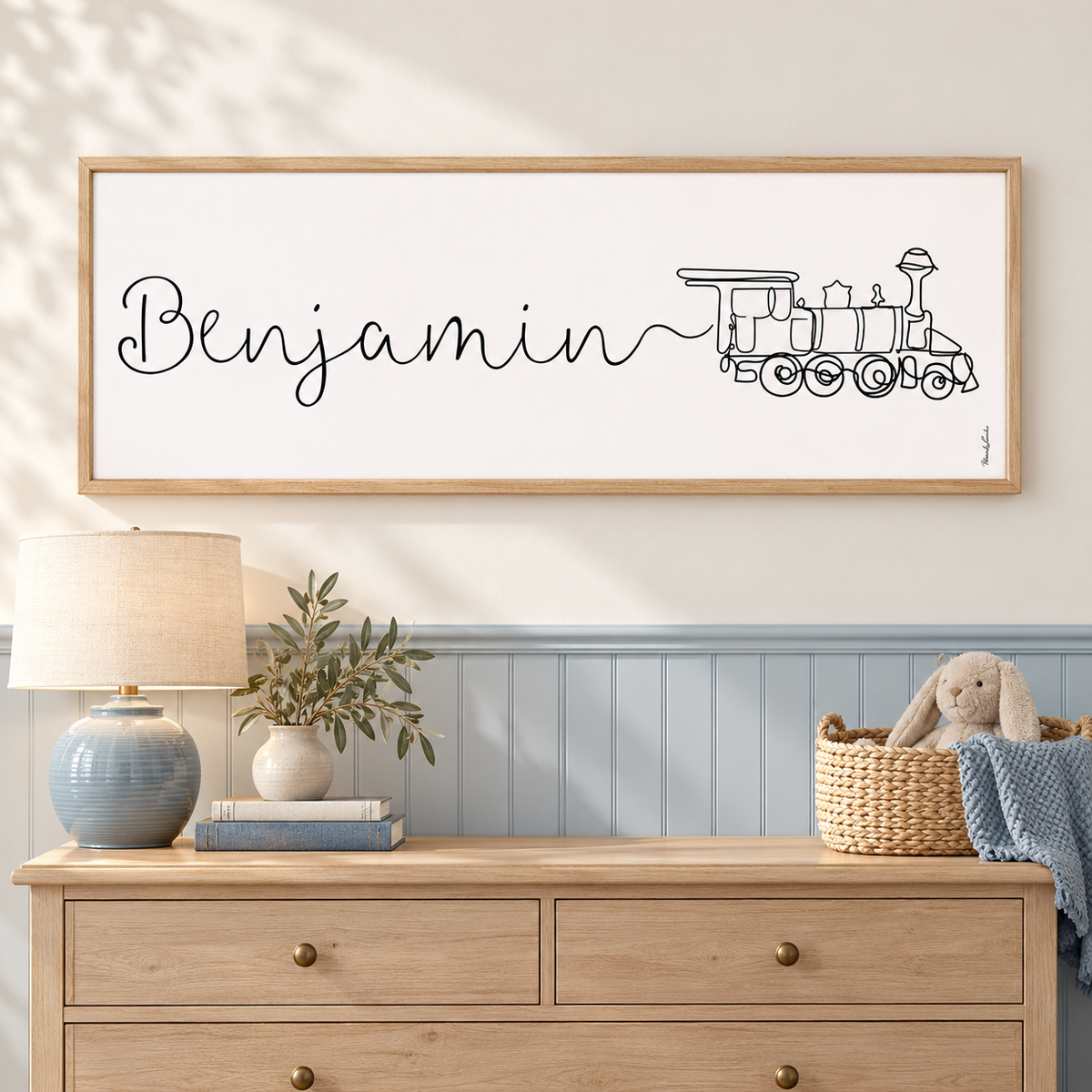 Custom Name Line Art with Vehicle or Design of Your Choice