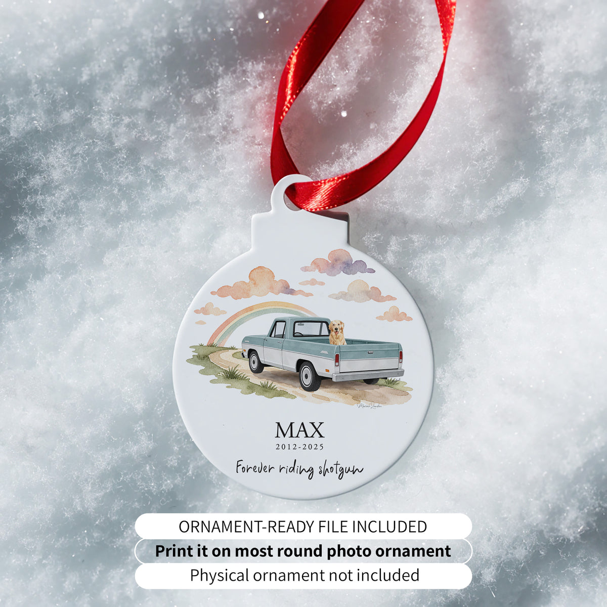 Personalized Dog Memorial Print – Your Dog in a Vintage Truck