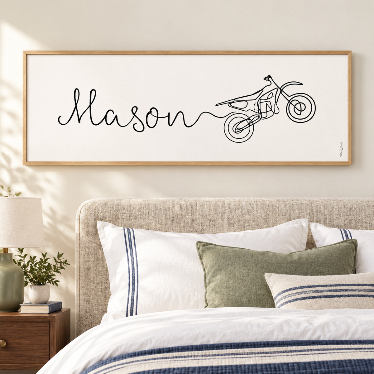 Custom Name Line Art with Vehicle or Design of Your Choice