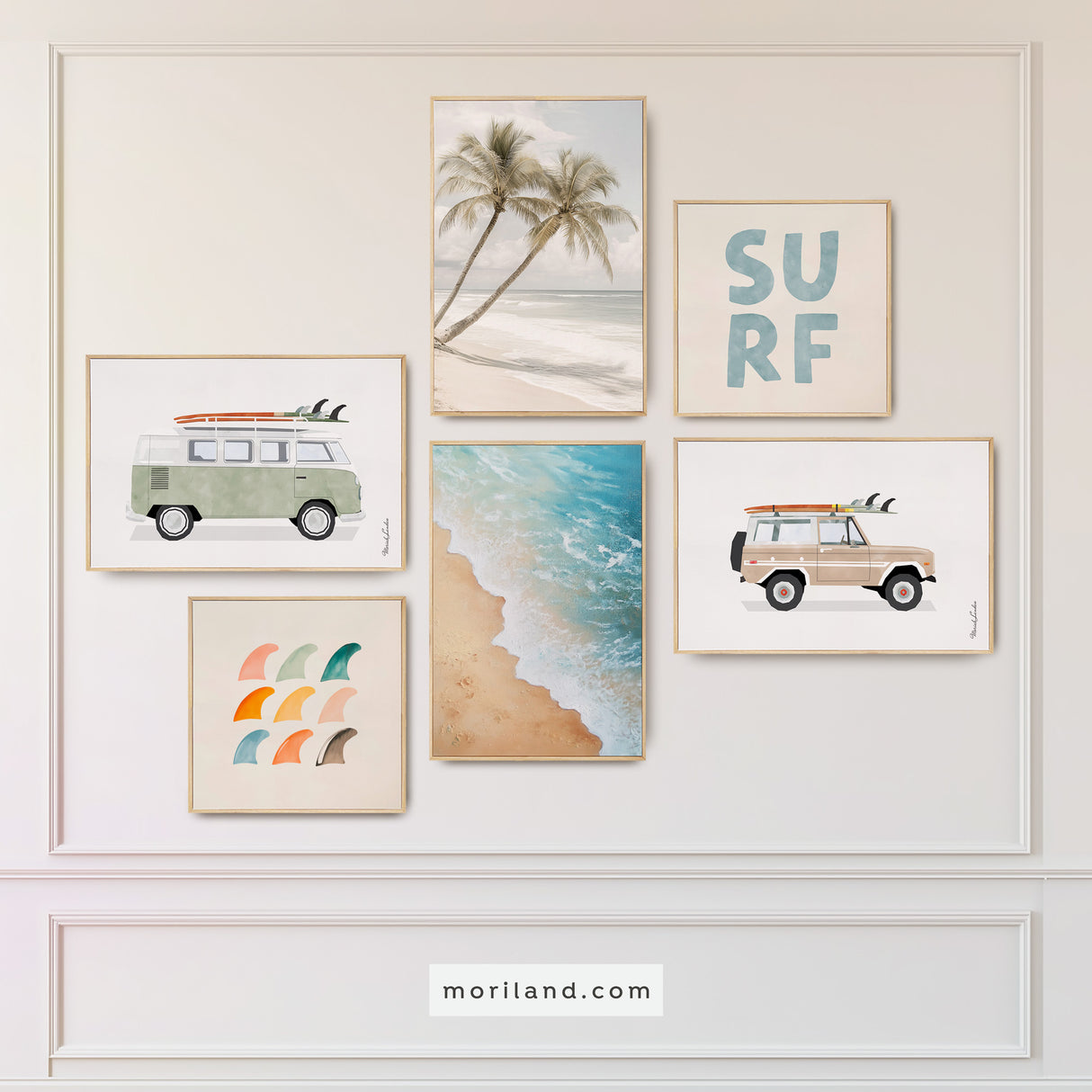 Surf wall art set of 6 printable digital downloads for surf and beach lovers