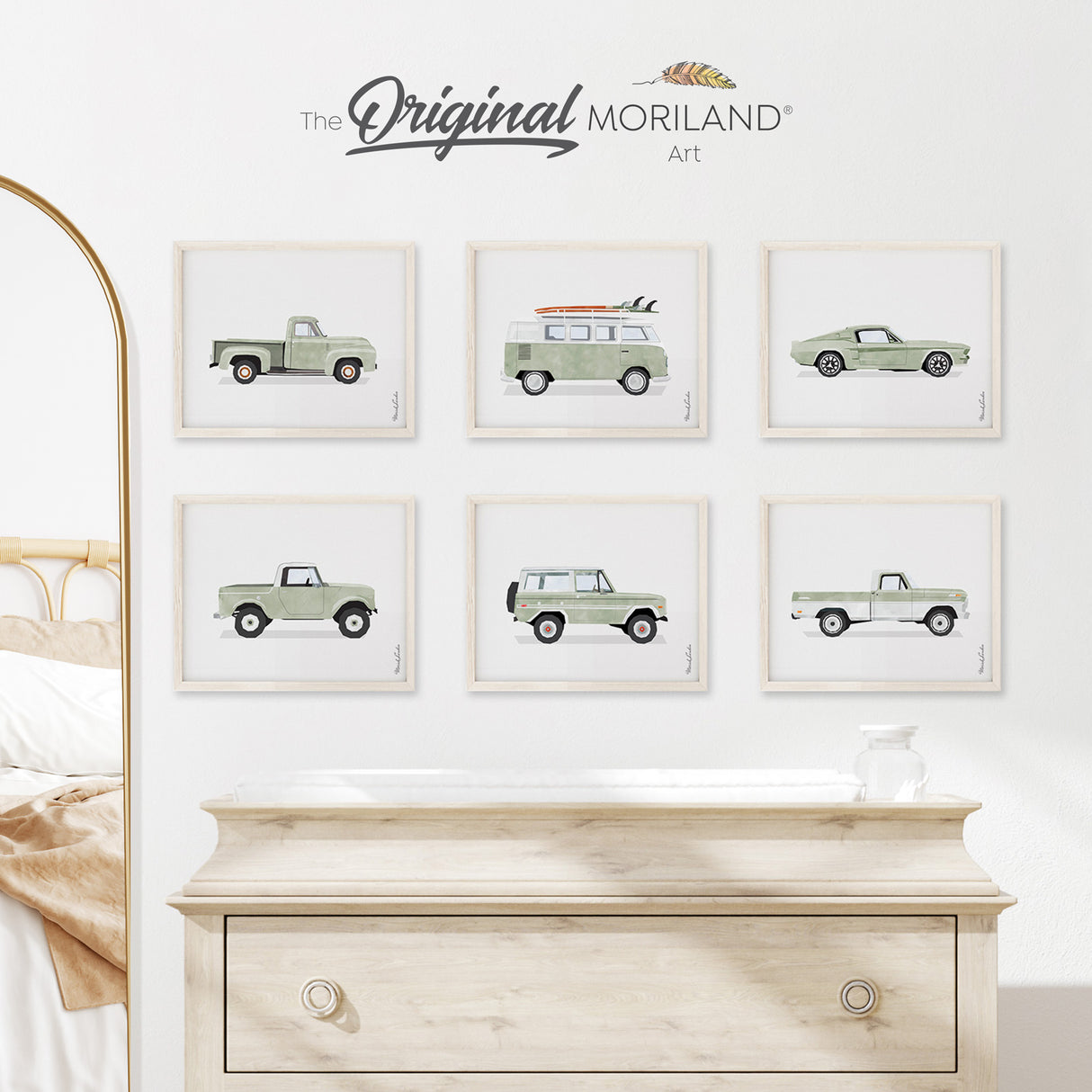vw van,  VW bus,  Vintage Car Print,  sage green,  Printed Art,  Poster,  Pickup Truck,  Nursery Print,  International Scout,  Ford Mustang,  ford f-100 ranger,  Fine-Art Paper,  Bronco, Christmas Gift, Holidays Gift