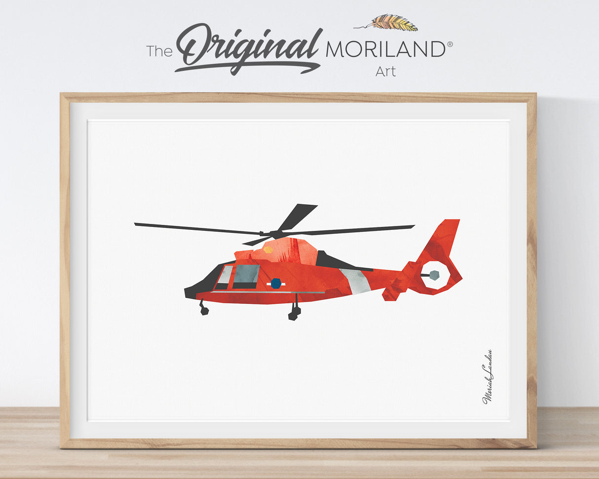 Vintage Airplane & Helicopter Wall Art Set of 8 | Boys Nursery Printables - LAND12