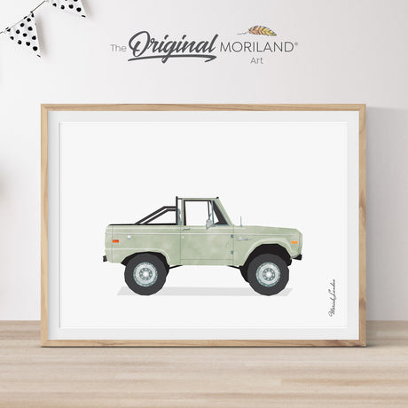 Sage Green Classic Off-Road Bronco Truck Print  - Printable Art, Boy Nursery Décor, Car Prints for Boys Room, Boho, MORILAND®