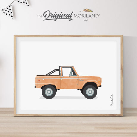 Peach Color Classic Bronco Truck Print - Printable Art, Boy Nursery Decor, Car Prints for Boys Room, boys room decor, beach nursery decor, kids room wall art, nursery prints, Boho, MORILAND®