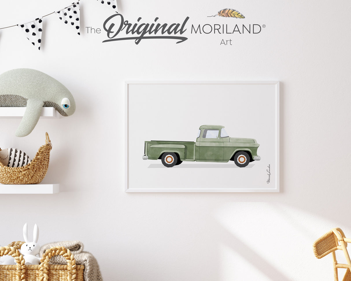 Sage Green Old Vintage Pickup Truck Print - Printable Art