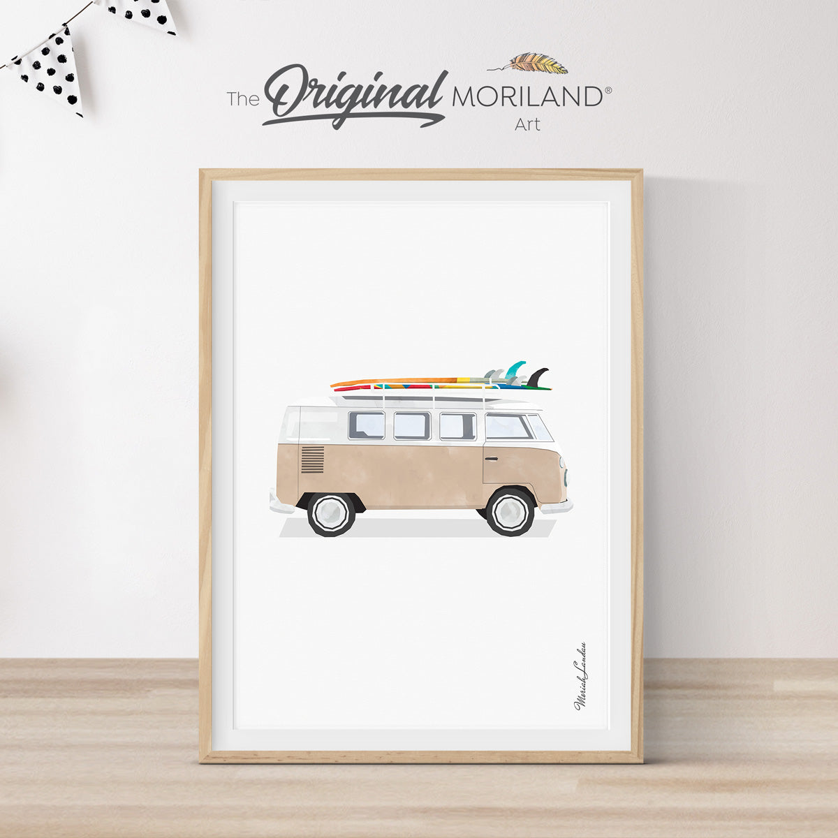 Beige Classic Van Print | Vertical  - Printable Art, Boy Nursery Decor, Car Prints for Boys Room, Boho, MORILAND®