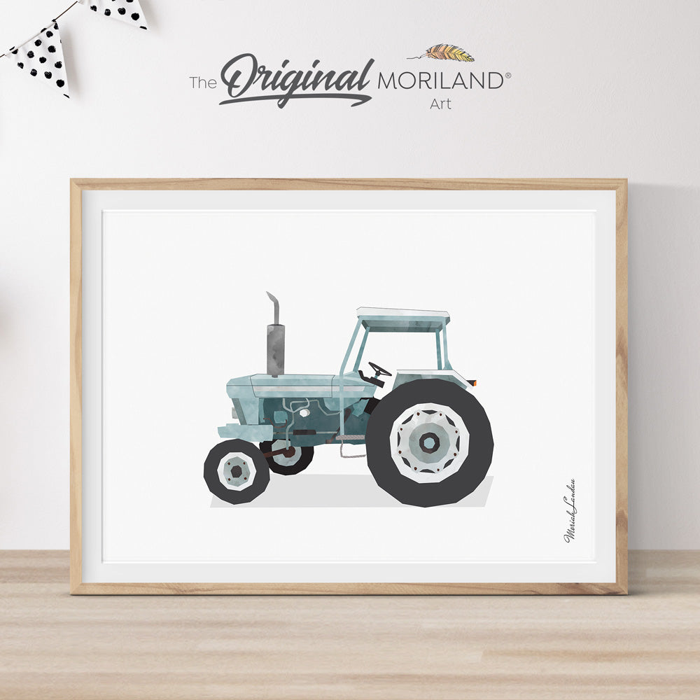 Pale Blue Old Tractor Print - Printable Art, Country House Printable Wall Art, Boy Nursery Poster, Classic Car Wall Art, Boy Nursery Decor, MORILAND®