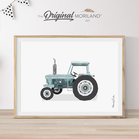 Pale Blue Old Tractor Print - Printable Art, Country House Printable Wall Art, Boy Nursery Poster, Classic Car Wall Art, Boy Nursery Decor, MORILAND®