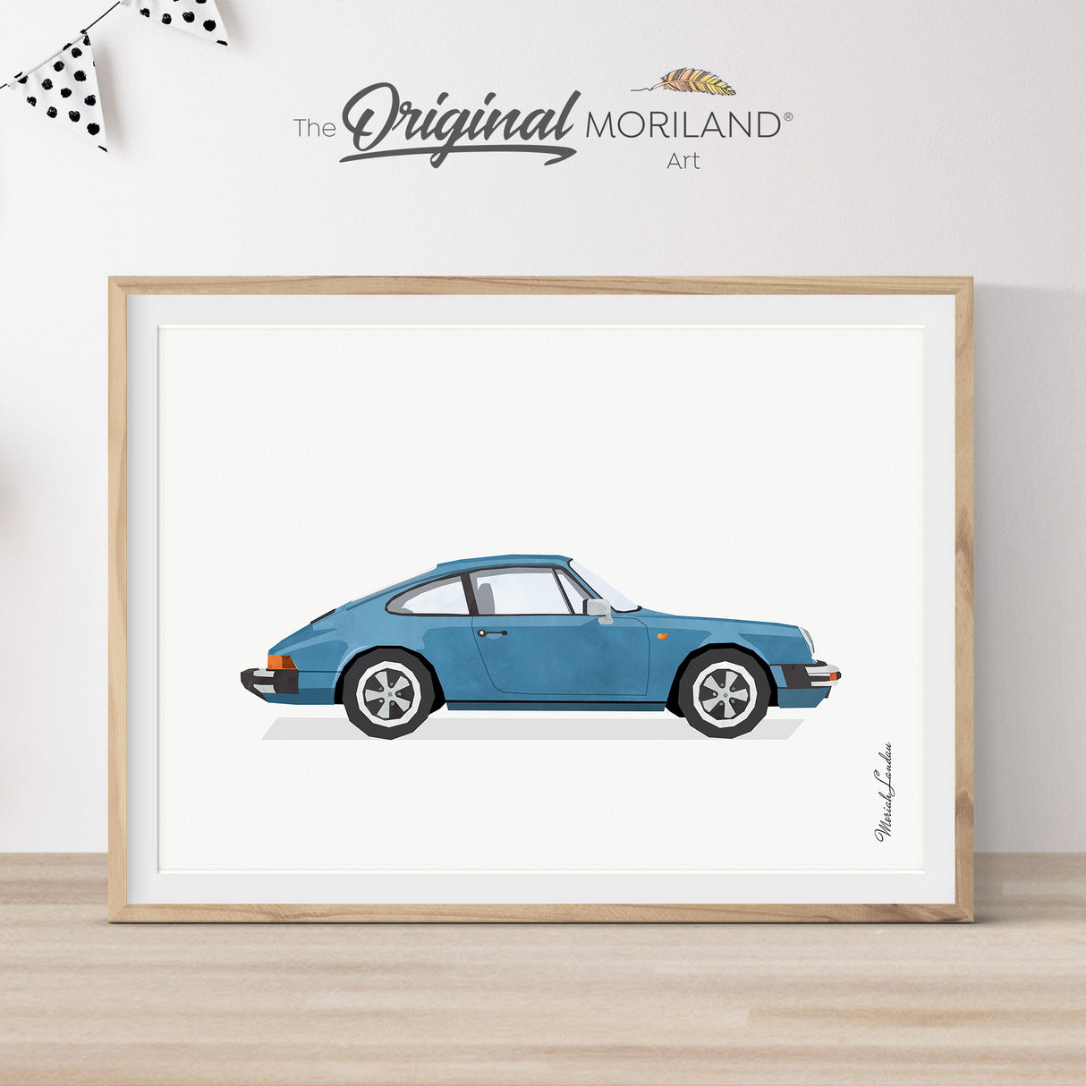 Vintage Blue Classic Sports Coupe Car Print - Printable Art