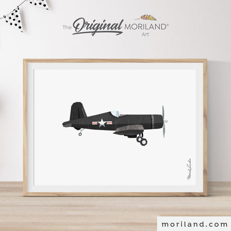 Black vintage airplane print – classic aviation wall art for kids' rooms – printable decor for nurseries and playrooms