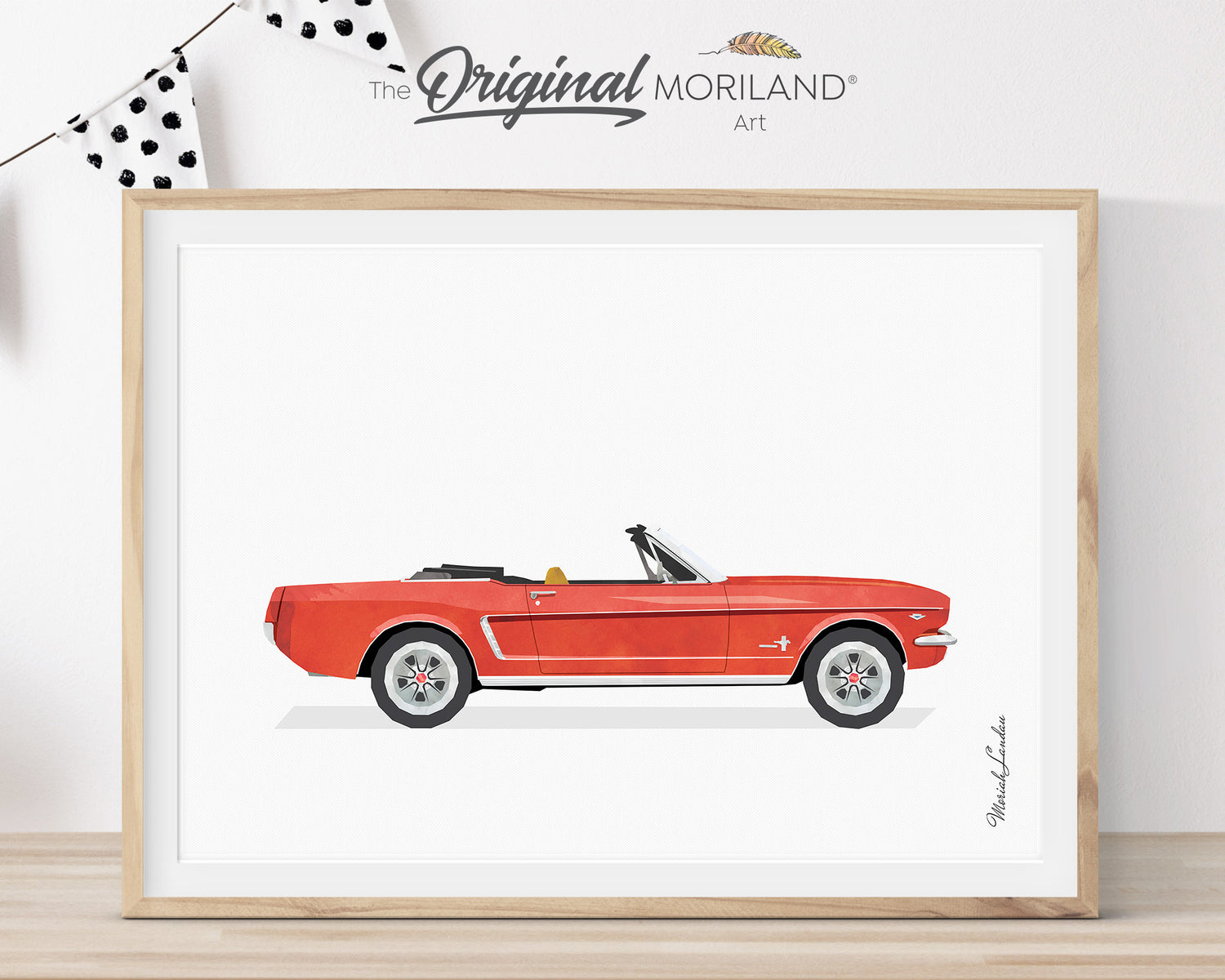 Red Convertible Classic Pony Car Print - Printable Art