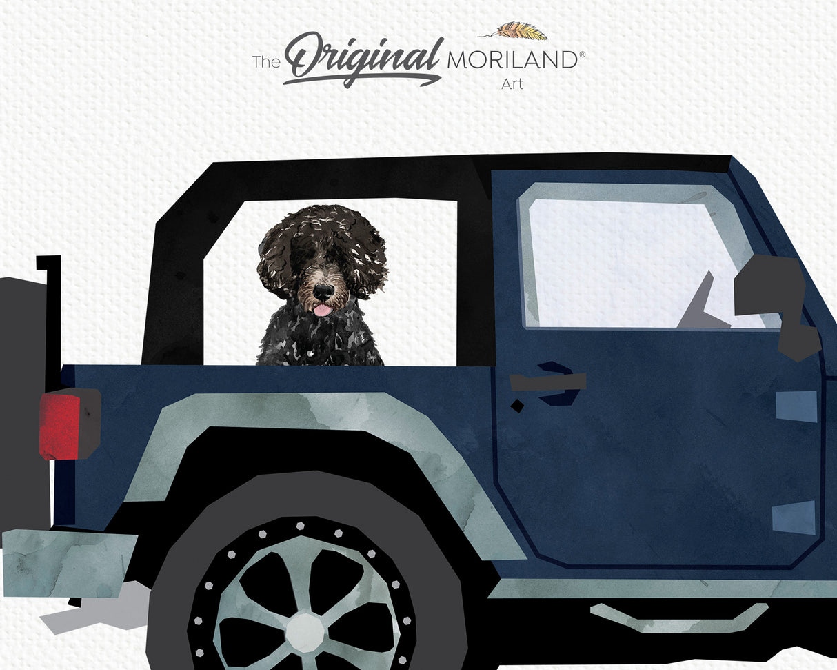 Navy Blue Off-Road 4x4 & Black Doodle Art | Retro Adventure Digital Print