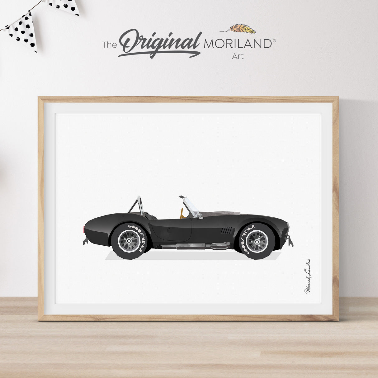 Black Convertible Sports Car Automobile Print - Printable Art