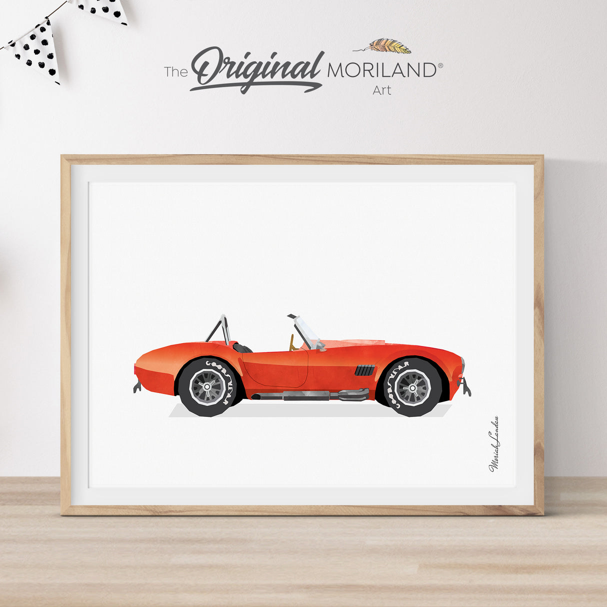 Red Convertible Sports Car Automobile Print - Printable Art