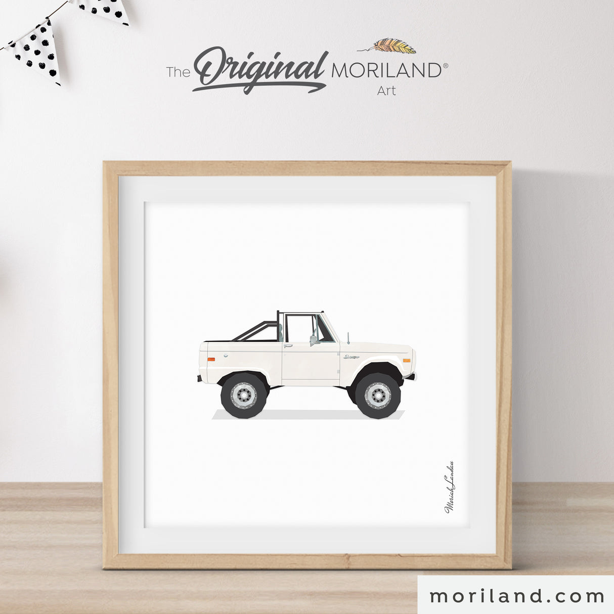 White Classic Truck Wall Art Digital Download – Vintage Car Printable for Boys' Rooms, Nurseries & Dorms