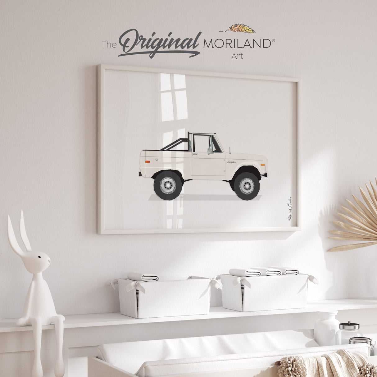 White Classic Truck Wall Art Digital Download – Vintage Car Printable for Boys' Rooms, Nurseries & Dorms