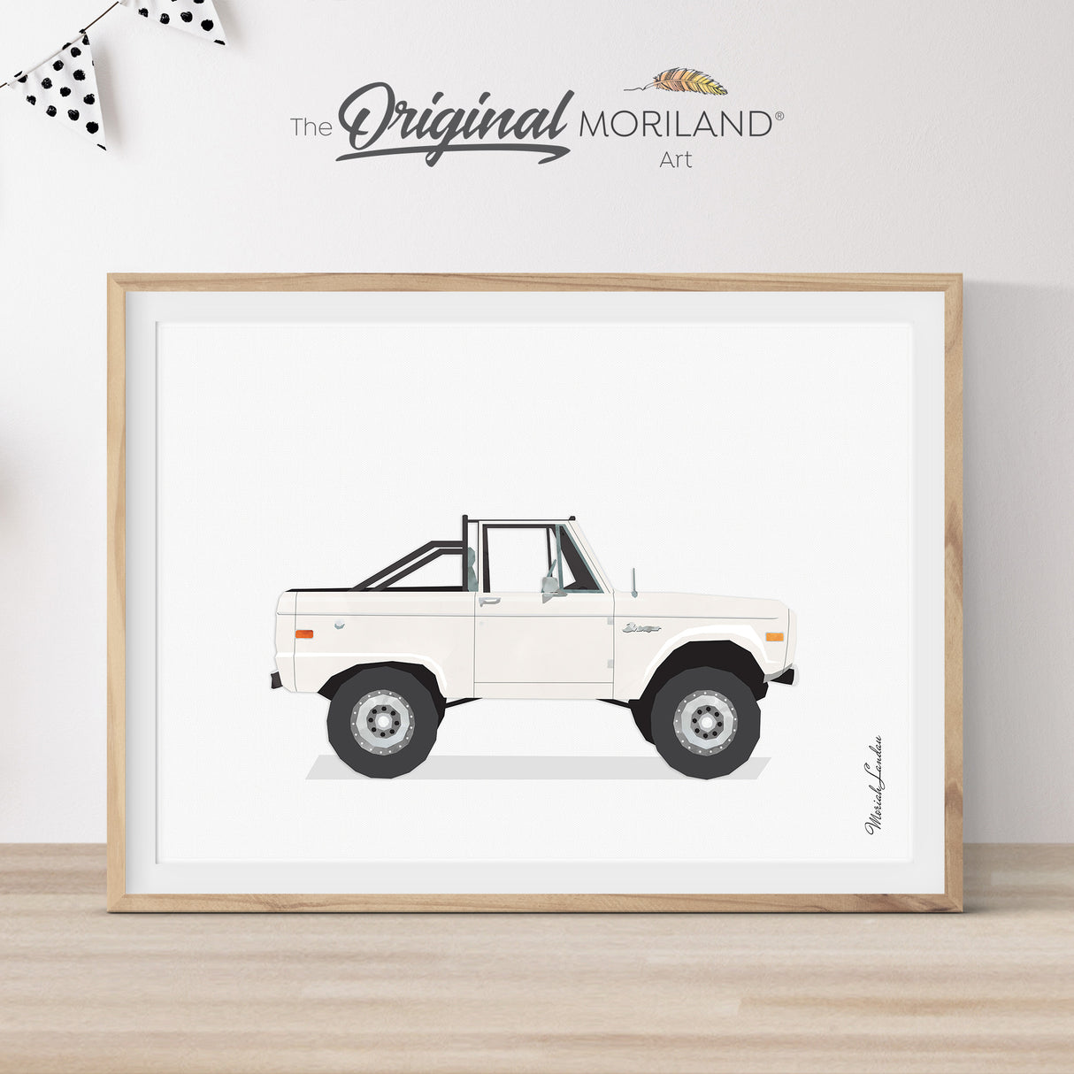 White Classic Truck Wall Art Digital Download – Vintage Car Printable for Boys' Rooms, Nurseries & Dorms