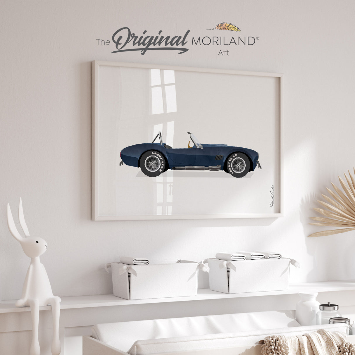 Navy Convertible Sports Car Automobile Print - Printable Art