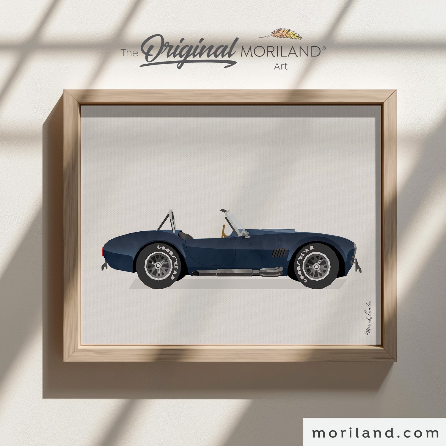 Navy Convertible Sports Car Automobile Print - Printable Art
