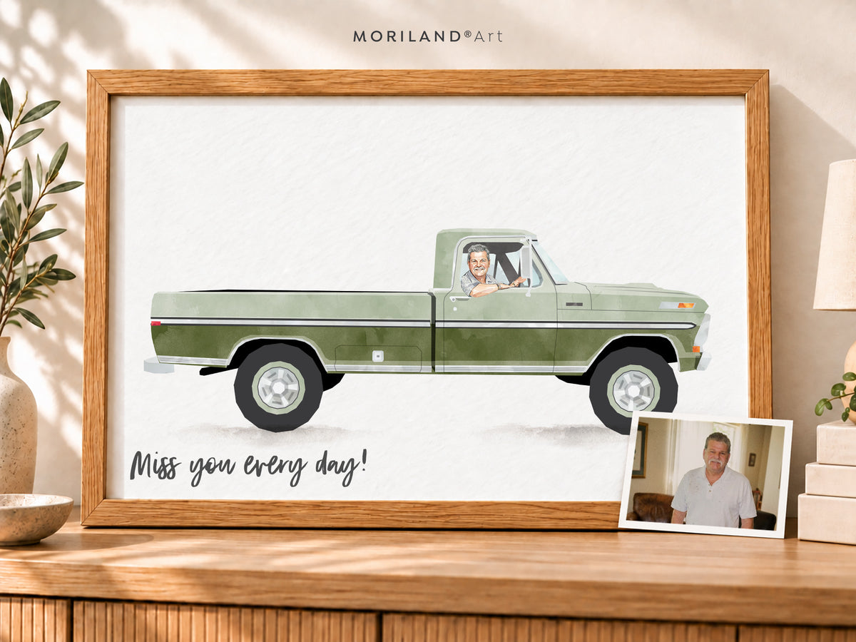 Custom Car and Owner Portrait: Personalized Car Art Gift (Digital Download)