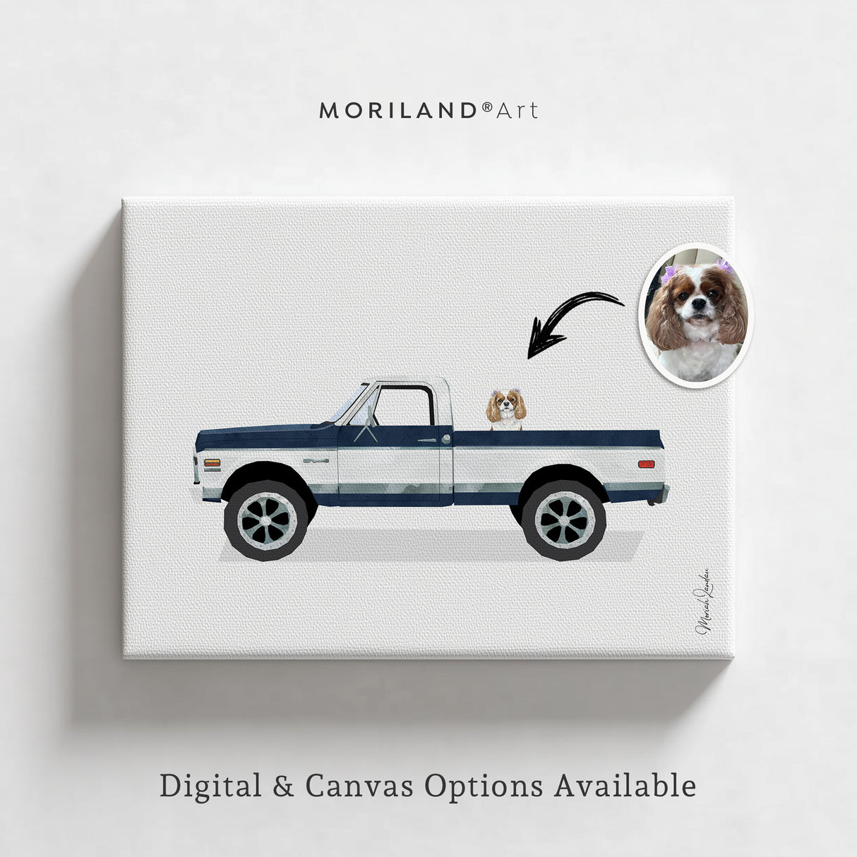 Custom Dog in Car Portrait | Personalized Pet & Vehicle Wall Art