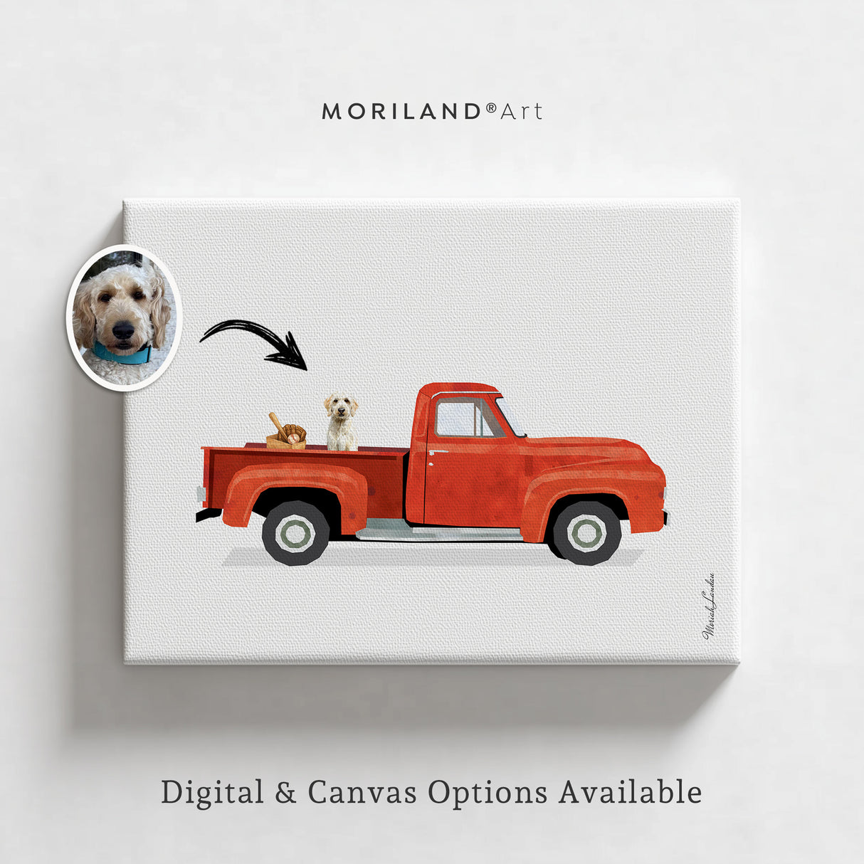 Custom Dog in Car Portrait | Personalized Pet & Vehicle Wall Art