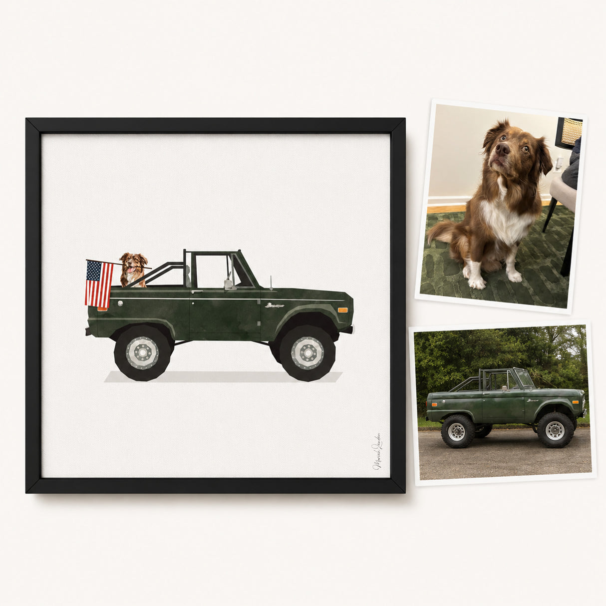 Custom Car and Dog Portrait: Personalized Pet & Vehicle Art Gift (Digital Download)
