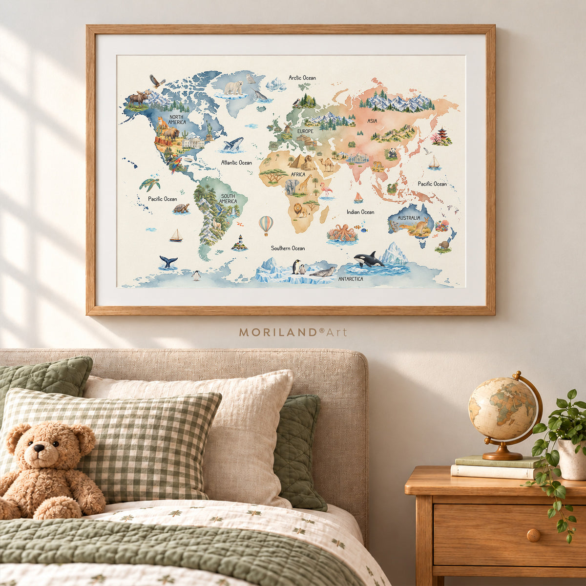 Watercolor World Map Printable | Kids Nursery Wall Art
