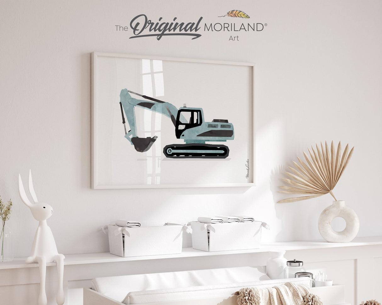 Pale Blue Excavator Print - Printable Art