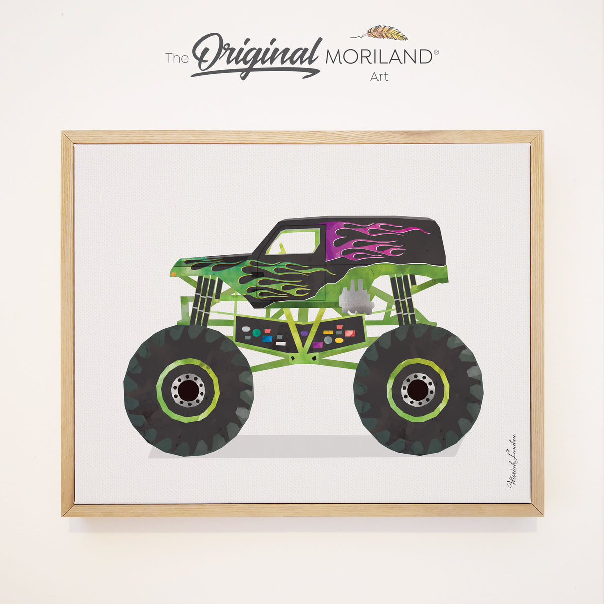 Racing Monster Truck Framed Canvas Print – a bold, action-packed artwork of a monster truck, perfect for a big boy's room. Monster Jam Grave Digger Like