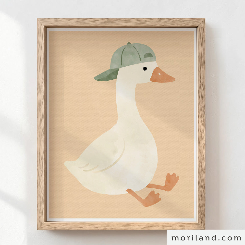 Silly Goose Wall Art Print, Cute Goose Poster, Farm Animal Nursery Decor, Toddler Boy Room Art, Digital Download