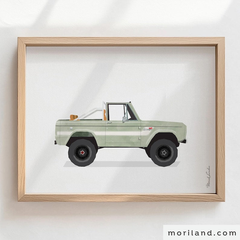 Sage Green Vintage SUV Printable Wall Art by MORILAND