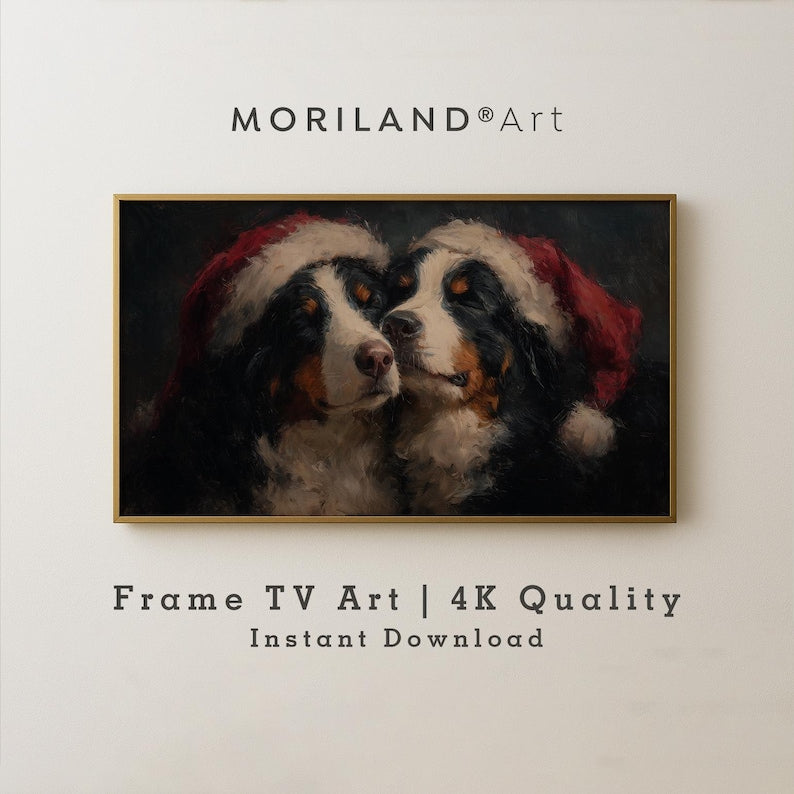 Christmas Bernedoodle Dogs Frame TV Art – Vintage 4K by MORILAND
