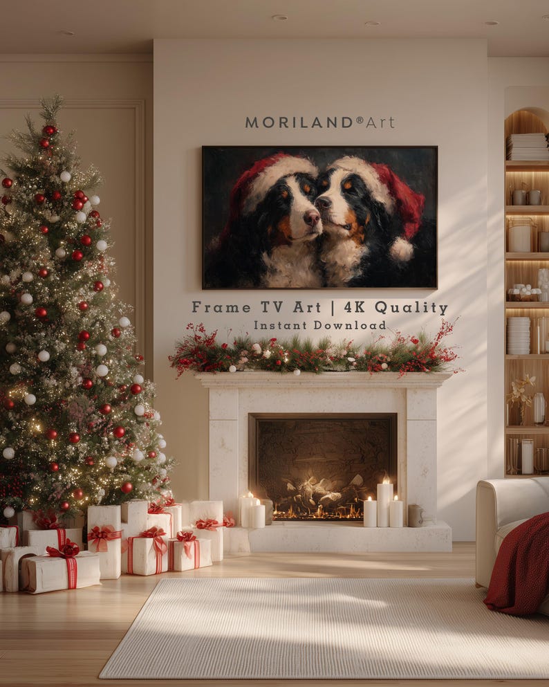 Christmas Bernedoodle Dogs Frame TV Art – Vintage 4K – product image 2