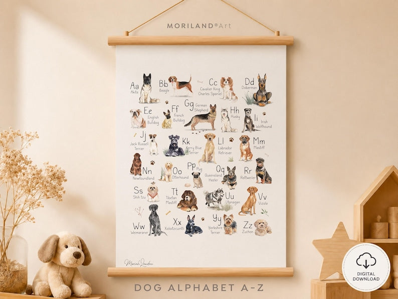 Personalized Dog Alphabet Portrait Printable Wall Art – product image 3