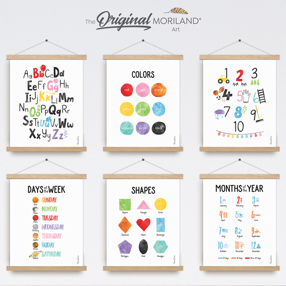 Set of 2 3 4 6, Learning, Education Prints for Children's Bedroom