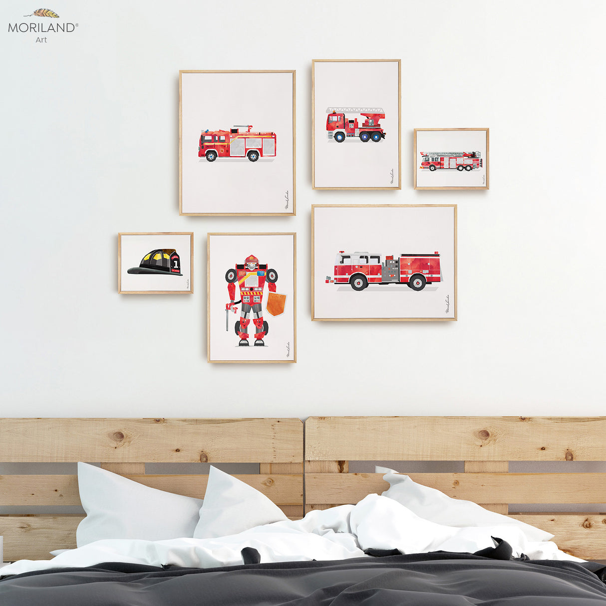 Fire Truck Theme - Framed Canvas Prints - Set of 6 - LAND73