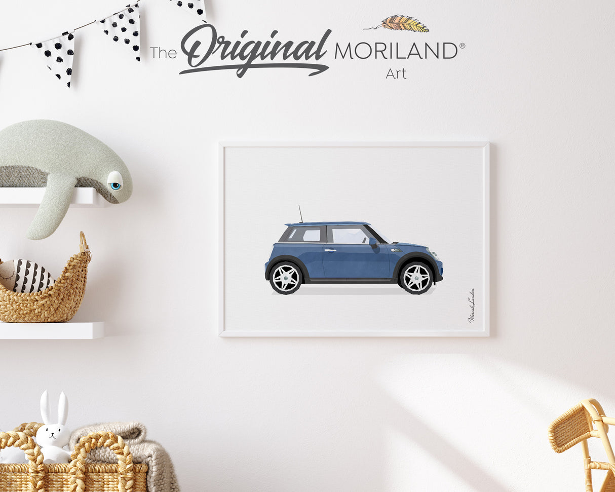Blue City Car Print - Printable Art