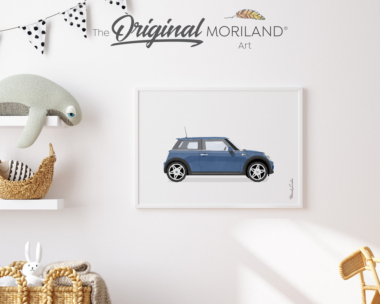 Blue City Car Print - Printable Art