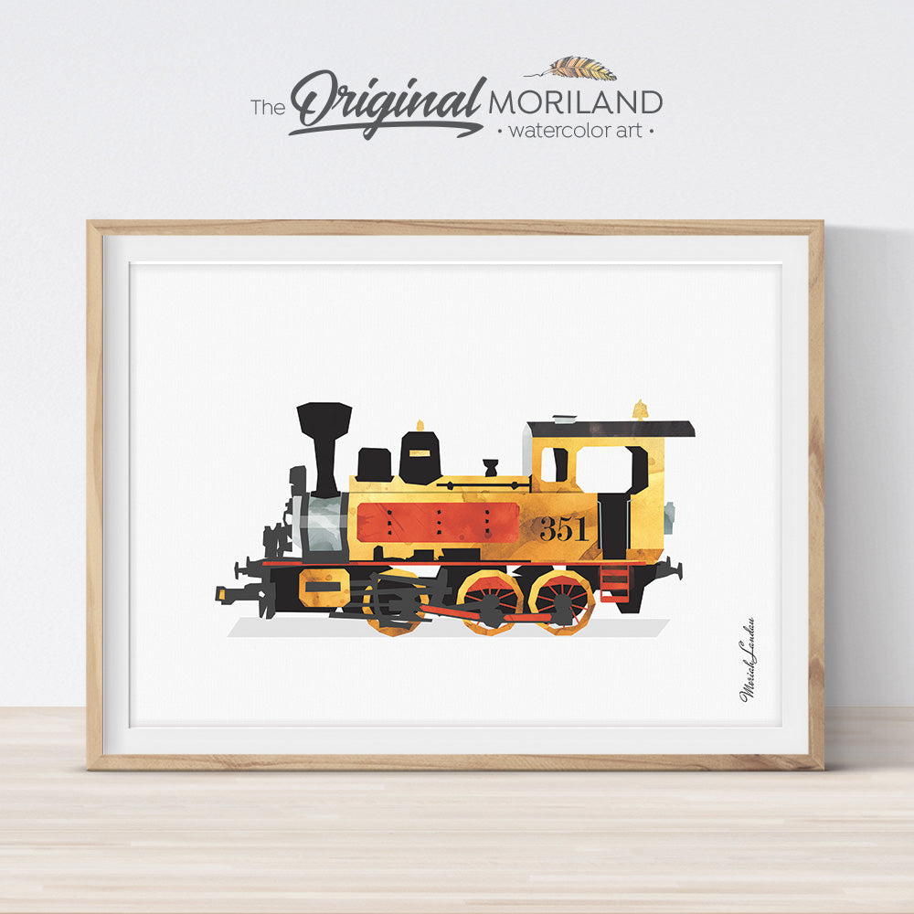 Steam Locomotive train wall art Print for kids room and nursery decor