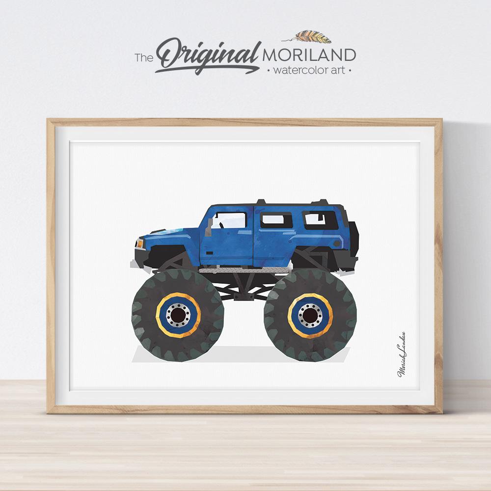 Fun printable wall art for kids room - monster truck