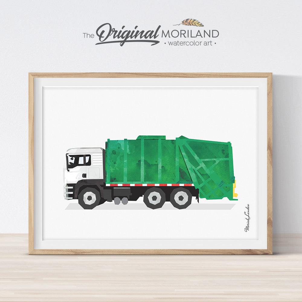 Garbage Truck Print, Garbage Truck Decor, Transportation Wall Art, Garbage Truck Wall Art, Toddler Boy Room Decor, Truck Print, Printable