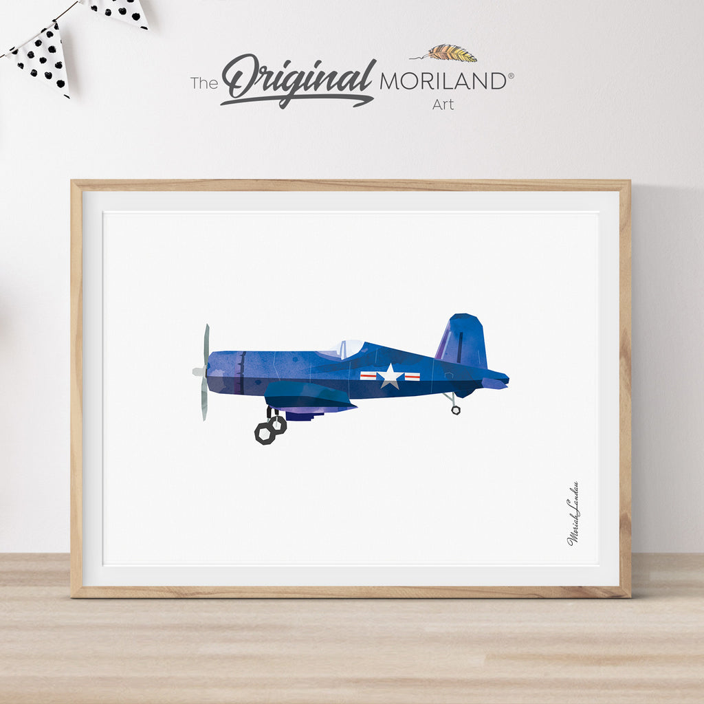 Blue Fighter Aircraft Print - Printable Art
