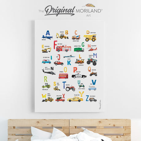 Transportation Vehicles Alphabet canvas Print for boy room decor by MORILAND