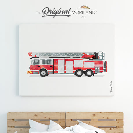 Fire Truck Engine Canvas Print for Boy Room Decor