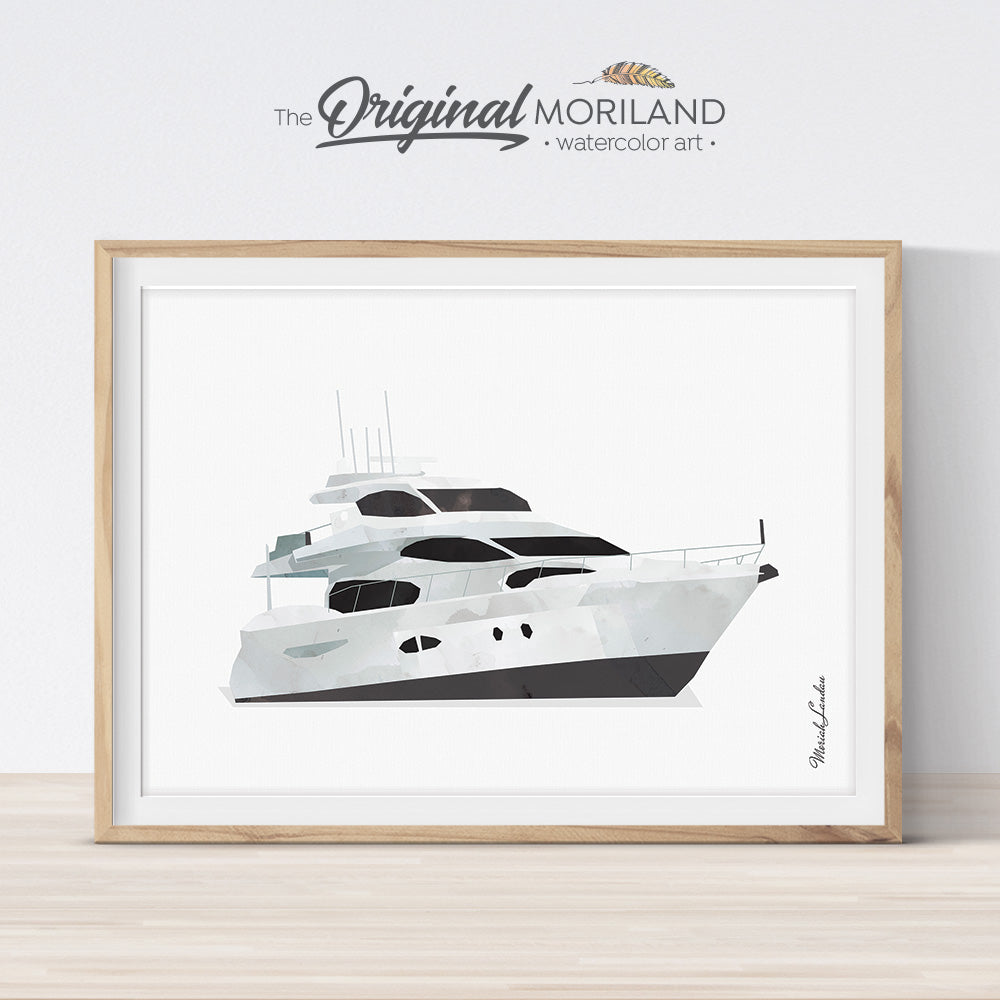 Yacht Watercolor painting gift