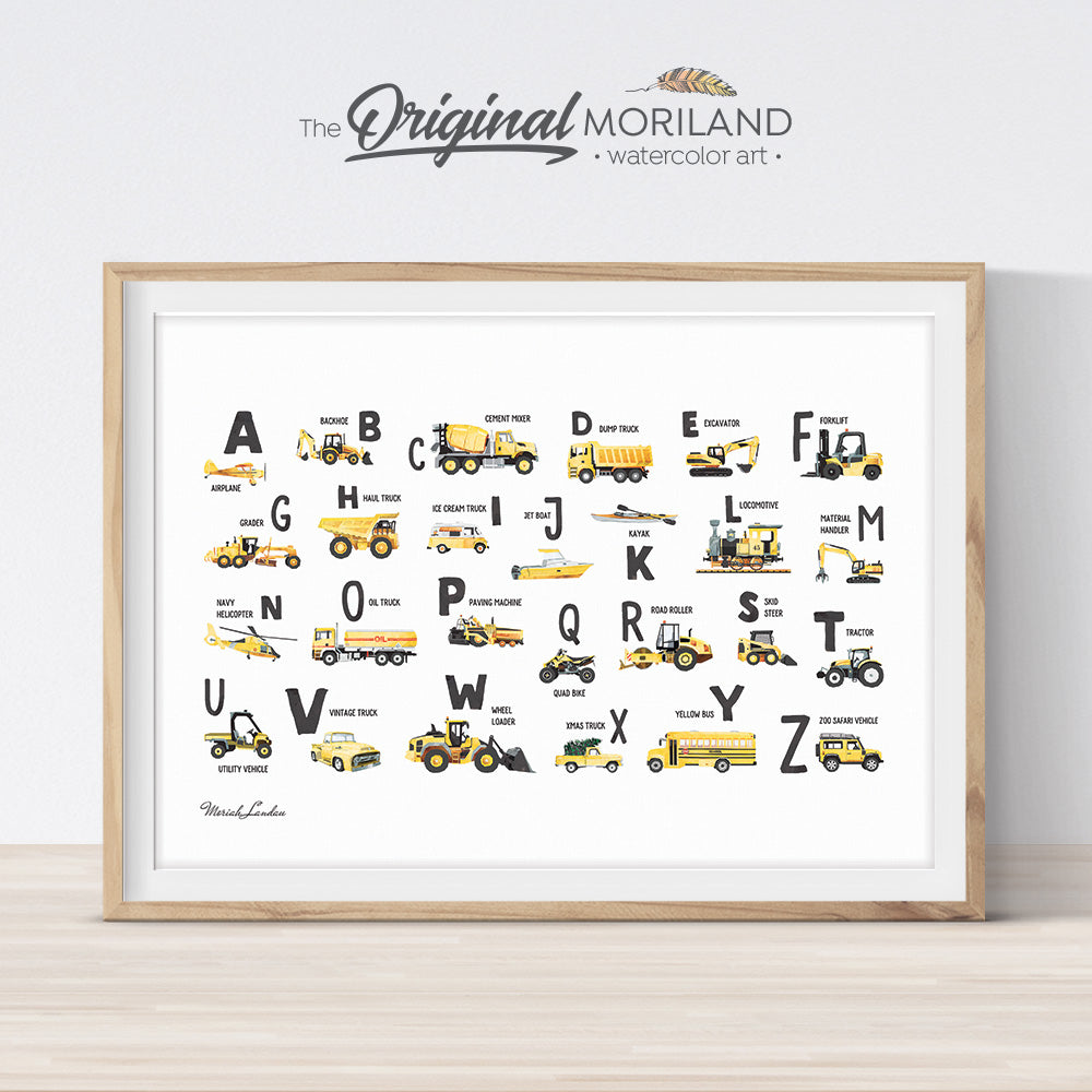 Transportation vehicle Alphabet print for boy room decor