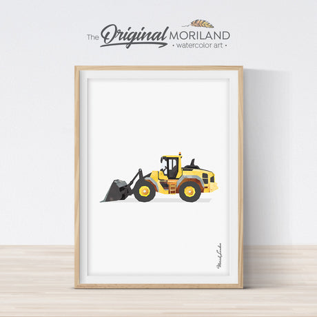 Wheel Loader wall art Print watercolor for boy room and decor