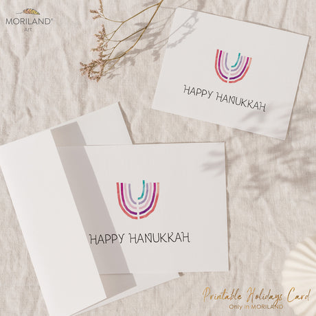 Printable Happy Hanukkah Card with Menorah Artwork