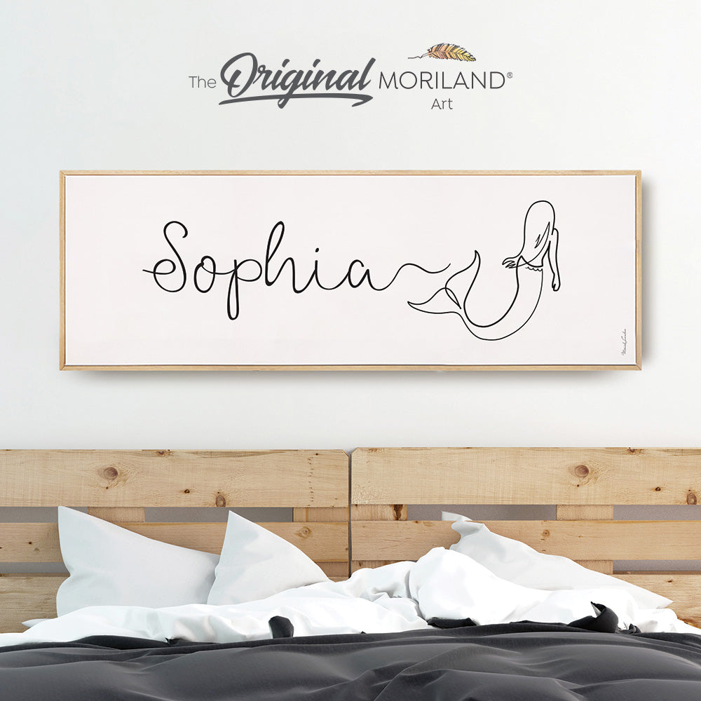 Custom Name One Line Drawing - Printable Custom Name with Unicorn, Personalized Gifts for Kids, Girls Nursery Wall Decor, Big Girl Bedroom Wall Art, Above Bed-Wall Decor, Kids Poster by MORILAND
